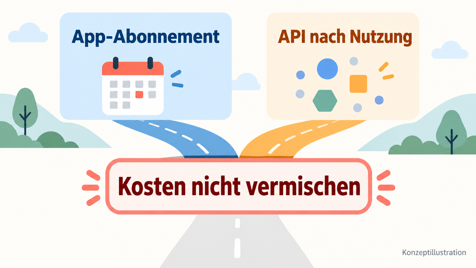 Konzeptskizze: App-Abonnement und API-Nutzungsabrechnung sind zwei unterschiedliche Maßstäbe
