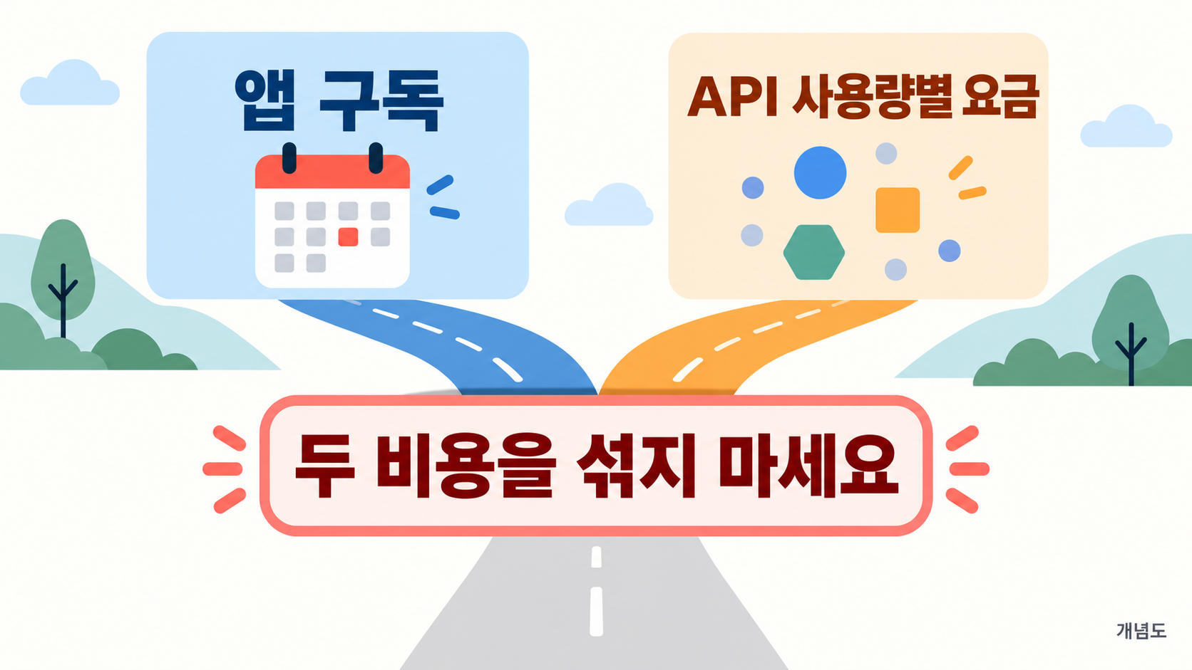 개념도: 앱 구독과 API 사용량 기반 과금은 서로 다른 기준