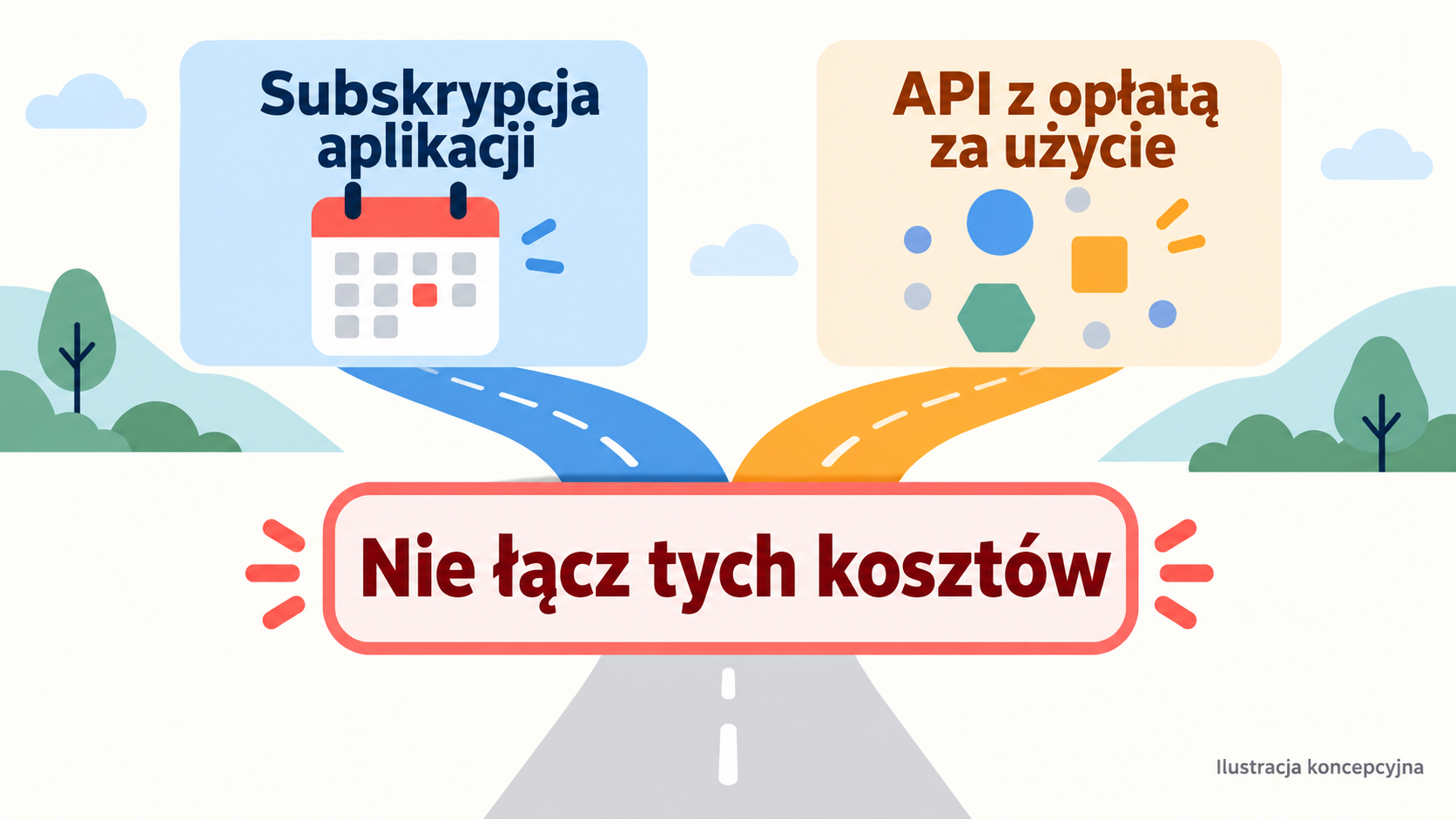 Schemat koncepcyjny: subskrypcja aplikacji i rozliczanie API za użycie to dwa różne sposoby rozliczania